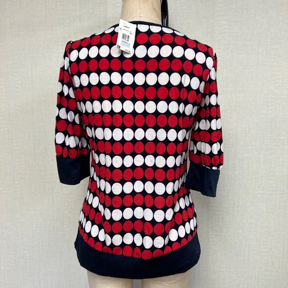 NWT Deadstock 2000s Polka Dot Ribbon Tie Front Blouse XL - Picture 4 of 5